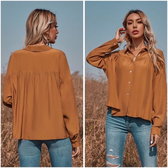 Tops - Oversized button down top in ginger